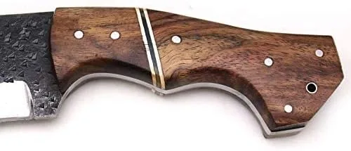 Vista 4 de Cuchillo Wild Turkey de hoja fija, acero al carbono, con funda de cuero