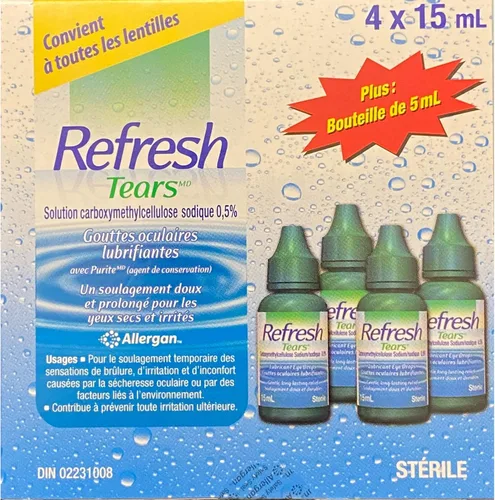 Vista 3 de Gotas lubricantes para los ojos Refresh Tears 4x15 ml, 1x5 ml