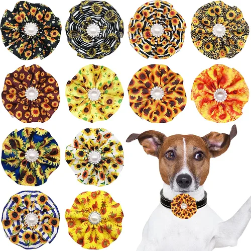 Vista 10 de 10 piezas de collar de perros pequeños con flores para el día de San Patricio, corbatines con cuentas para perros pequeños, gatos, gatitos, conejos
