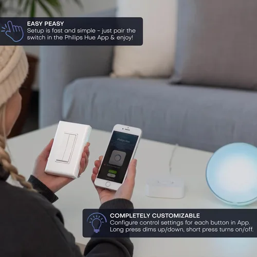 Vista 4 de RunLessWire Haga clic para Philips Hue – Interruptor de luz inteligente inalámbrico sin batería, rango de 30 pies – Funciona de forma nativa