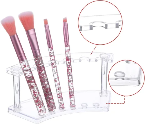 Vista 3 de 12 soportes de exhibición de acrílico para bolígrafos, organizador transparente de 6 ranuras para brochas de maquillaje, bolígrafos de cejas