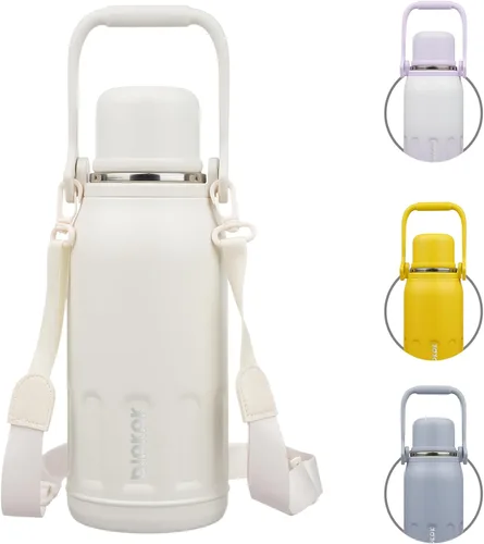Vista 14 de BJPKPK - Botellas de agua termoaisladas de 27 onzas con tapa y asa de transporte, botellas de agua de acero inoxidable libres de BPA para la Verde