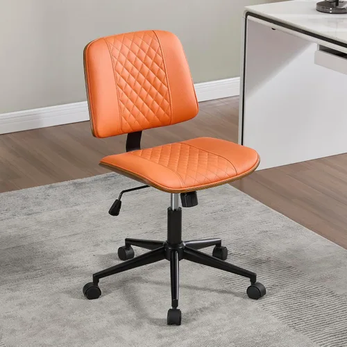 Vista 11 de Silla de escritorio de oficina con ruedas sin brazos, silla de computadora Negro