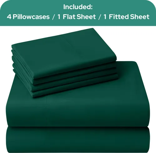 Vista 76 de HOMEIDEAS Sábanas de cama tamaño completo – Juego de 6 piezas (azul aguamarina) – Sábanas de ropa de cama de microfibra cepillada extra suave