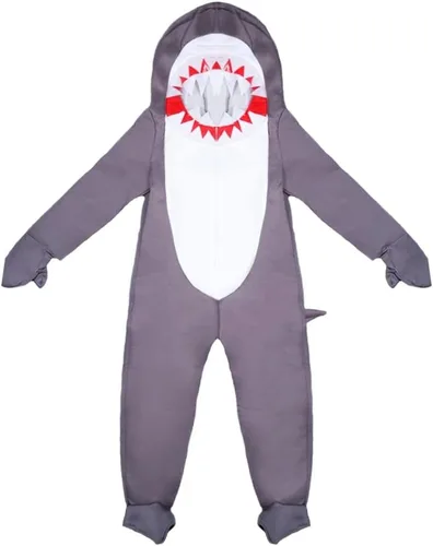 Vista 4 de EraSpooky Disfraz con capucha de tiburón para niños, disfraz de animales lindos para Halloween