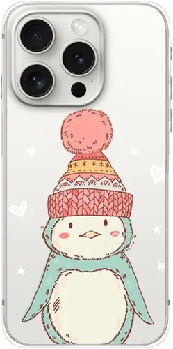 Vista 15 de Blingy's Funda para iPhone 15 Pro, bonito patrón de Navidad con diseño de copos de nieve de invierno, funda protectora transparente de TPU suave
