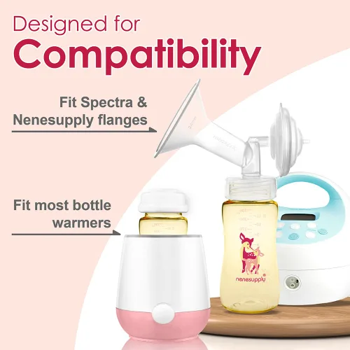 Vista 8 de Nenesupply 3 botellas de almacenamiento de leche materna PPSU de boca ancha de 11 oz / 11.2 fl oz, botellas de bombeo con extractores de leche Marfil