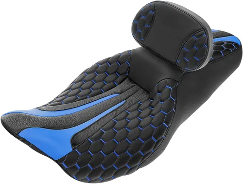 Vista 14 de Asiento de conductor, pasajero y piloto - SLMOTO Asiento de motocicleta de una pieza para 2 personas, compatible con Harley Touring Road King CVO