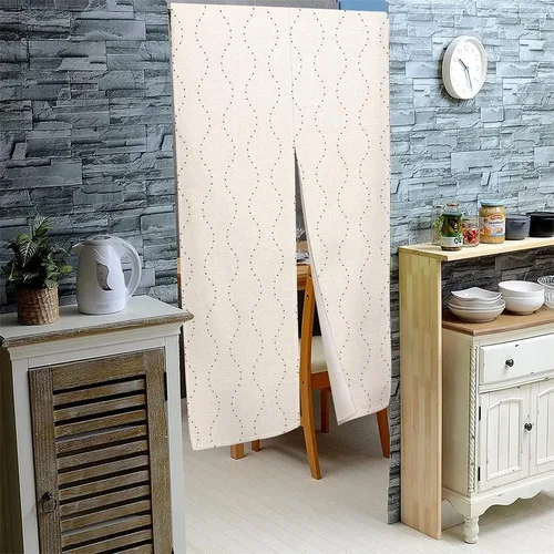 Vista 4 de Leowefowa Noren - Cortina de puerta de estilo japonés con cuentas estampadas con cuentas estampadas, panel de tapiz para puerta, divisor