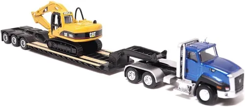 Vista 3 de Diecast Masters 1/87 Caterpillar CT660 Cabina Diurna con Remolque Lowboy y Excavadora Hidráulica 315C L 84415