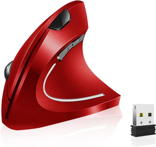 Vista 9 de Vassink Ratón ergonómico, ratón inalámbrico recargable, ratones verticales ópticos inalámbricos recargables de 2.4GHz con receptor USB, 6 botones