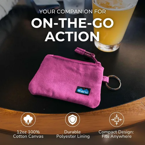 Vista 45 de KAVU Stirling Cartera delgada de lona de algodón con cremallera de doble cara