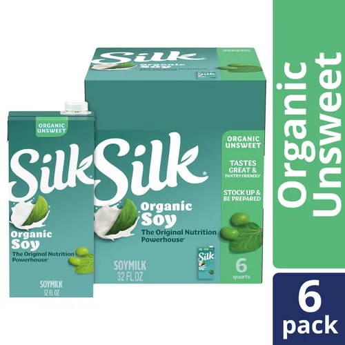 Vista 5 de Silk Leche de soja orgánica sin azúcar, cajas asépticas de 32 onzas (paquete de 6)