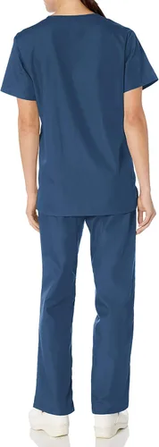 Vista 3 de Cherokee Men and Women Scrub Set, Modern Fit V-neck Scrub top with Mid Rise Drawstring Pants WW530C