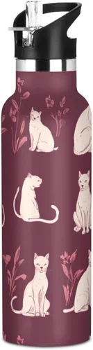 Vista 16 de Art Exotic Shorthair Cats Pink Double Wall Vacuum Insulated Bottles Water Bottles With Straws Leak-proof BPA-Free Leak Proof for Gym Sports