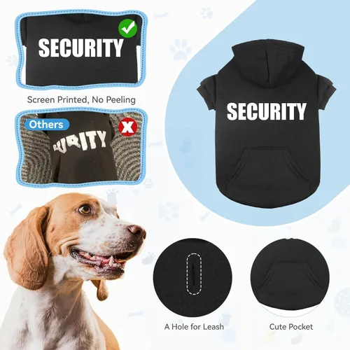 Vista 3 de Suéteres para perros pequeños, suéter de seguridad suave de forro polar cepillado, ropa para mascotas, sudadera con capucha para perro con bolsillo