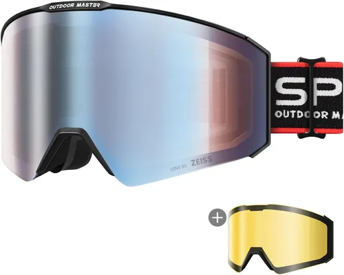 Vista 17 de OutdoorMaster - Gafas de esquí Falcon con lente de ZEISS, gafas de snowboard OTG antiempañamiento, lente intercambiable magnética, gafas de nieve