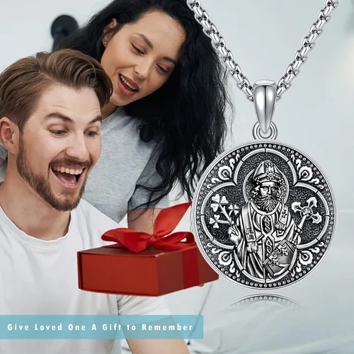 Vista 7 de Collar con colgante de San MiguelSan CristóperSan SebastiánGuadalupeÁngel de la GuardaSanta MuerteJudeJoseph para hombres y mujeres, plata de ley