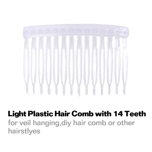 Vista 5 de Cinaci Paquete de 30 peines laterales pequeños de plástico blanco transparente con 14 dientes, pinzas finas y finas para el cabello, accesorios