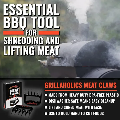 Vista 2 de Grillaholics Garras para desmenuzar carne de barbacoa - Hojas ultra afiladas estilo Wolverine, mango de elevación rápida y para desmenuzar carnes