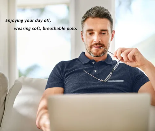Vista 60 de V VALANCH Polo de golf de manga corta para hombre, estilo casual, con cuello que absorbe la humedad
