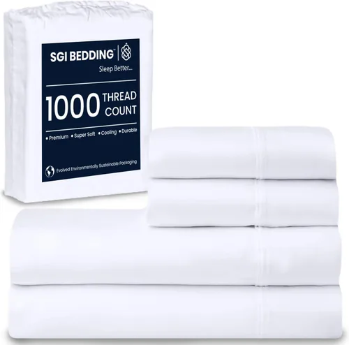 Vista 13 de SGI Bedding - Juego de sábanas de lujo de 4 piezas de algodón egipcio para RV tamaño King - 1000 hilos, sábanas 100% algodón, juego de sábanas