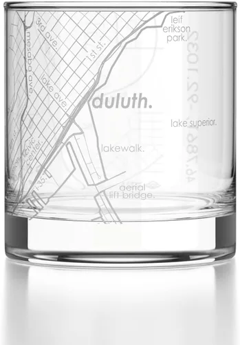 Vista 146 de Well Told Vaso de rocas grabado con mapa de Akron, Ohio, cristalería estilo antiguo (325ml, transparente) Vaso de bourbon grabado, regalos