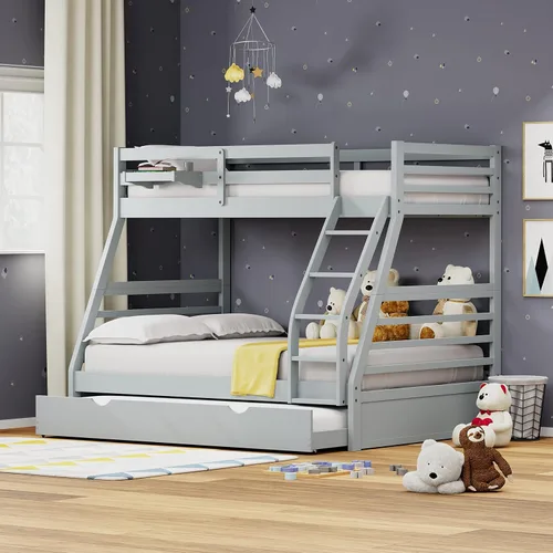 Vista 28 de Glenwillow Home Litera Plana de madera maciza individual sobre cama matrimonial, color espresso