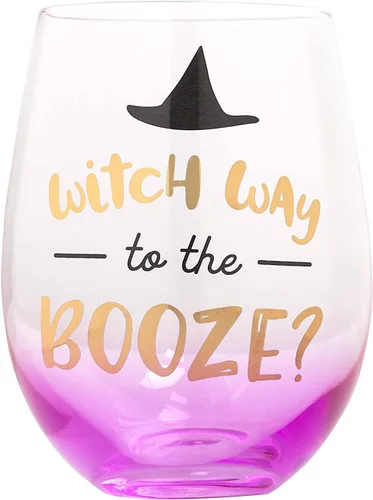 Vista 13 de Pearhead Soporte para botella de vino fantasma de Halloween, bolsa de regalo reutilizable de sherpa de felpa con cara sonriente y asa - Lindo regalo