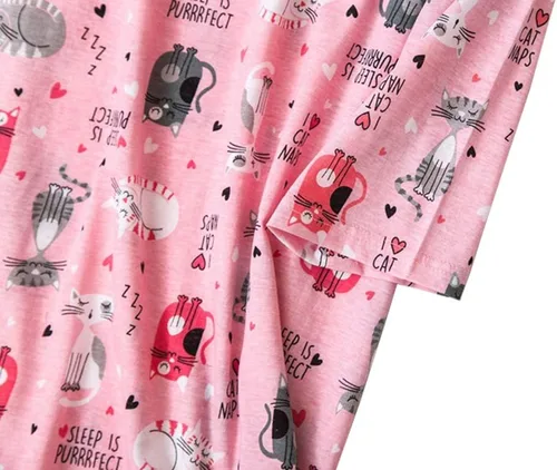 Vista 5 de CHUNG Camisones de algodón para mujer, manga larga, por encima de la rodilla, estampado vívido, camisones para dormir, otoño, invierno