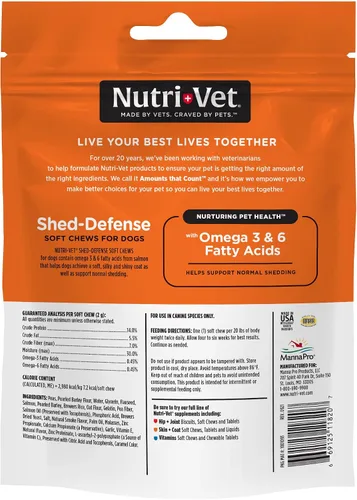 Vista 7 de Nutri-Vet Shed Defense - Masticables suaves para perros, suplemento de piel y pelaje para perros, Omega 3 de aceite de pescado, tratamiento