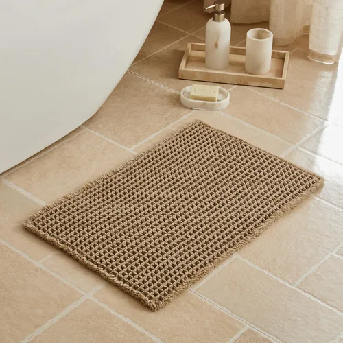 Vista 35 de Triohero Tapete de baño con diseño de gofre, tapete de baño pequeño y bohemio, antideslizante, lavable, ultra suave, súper absorbente, de secado
