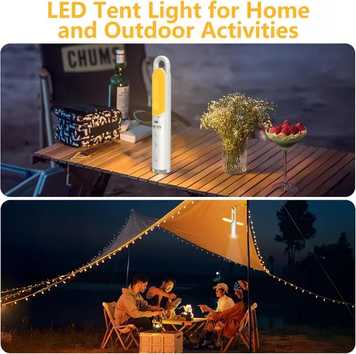 Vista 7 de Linterna LED para campamento, luz de emergencia recargable para cortes de energía, luz de techo portátil, linterna al aire libre, 9 modos