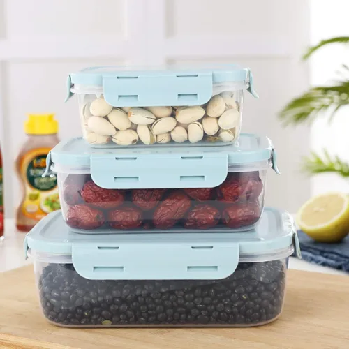 Vista 5 de Recipientes de almacenamiento de alimentos con tapas herméticas, recipientes de preparación de alimentos, contenedores de almuerzo con tapas Azul