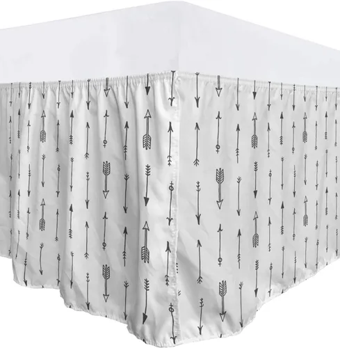 Vista 9 de Lunarable Falda de cama elástica de trébol, tréboles de cultura irlandesa con temática del día de San Patricio, 4 hojas, falda de cama de tela