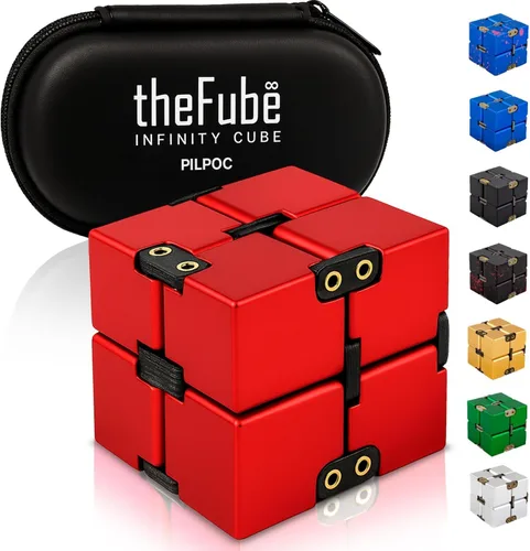 Vista 12 de PILPOC theFube Cubo Infinito Fidget Toys para Adultos - Cubo Mágico Infinito de Aluminio con Estuche, Resistente, Pesado, Alivio del Estrés