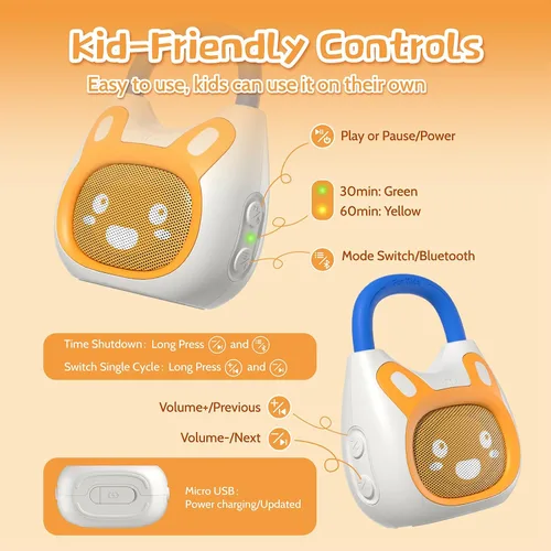 Vista 4 de alilo Pocket Bunny - Reproductor de música portátil para niños, juguetes musicales para niños pequeños, precargado de más de 120