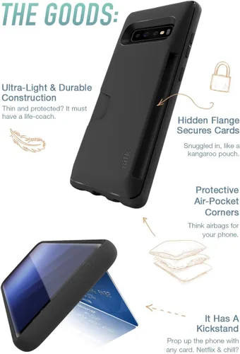 Vista 4 de Smartish Funda tipo cartera para Galaxy S10 Plus - Wallet Slayer Vol. 1 [funda protectora para tarjetas de crédito con agarre para Samsung] (seda)