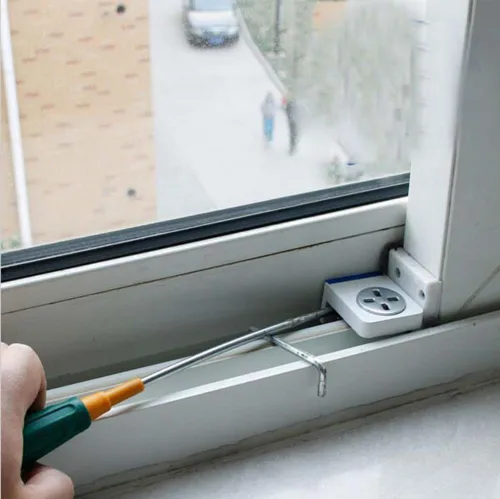 Vista 6 de Cerradura de ventana montada Cerradura de pestañas de seguridad para niños para ventana deslizante Bloqueo de límite antirrobo Prevención de caídas