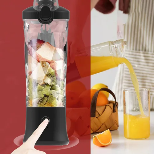 Vista 6 de Licuadora portátil, 18000rpm 20.3 fl oz de gran capacidad inalámbrica de acero inoxidable con 6 cuchillas ultra afiladas para batidos y licuados