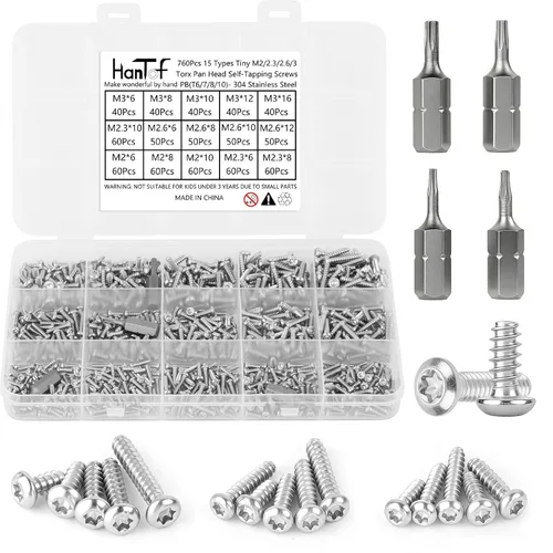 Vista 19 de 700Pcs Tornillos autorroscantes Phillips de cabeza plana con arandela, acero inoxidable 304, tornillos de madera pequeños/mini M2 M2.3 M2.6 M3, kit