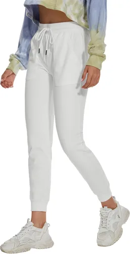 Vista 5 de SPECIALMAGIC Pantalones deportivos de algodón para mujer con bolsillos y cordón de ajuste casual