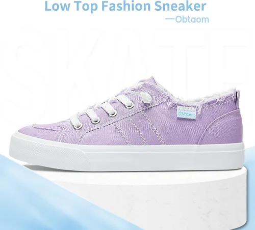 Vista 2 de Obtaom Play Tenis de lona para mujer, sin cordones, a la moda, blanco desgastado y estampado de leopardo