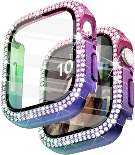 Vista 24 de Surace - Carcasa de 1.49 pulgadas compatible con Apple Watch con protector de pantalla, caja protectora general con diseño de diamantes brillantes