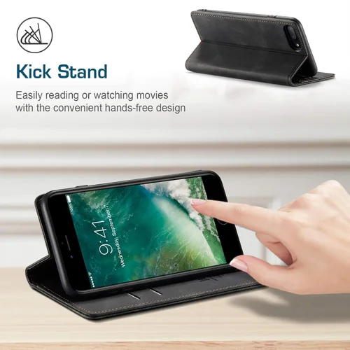 Vista 5 de japezop Funda tipo cartera para iPhone 7 Plus/8 Plus para mujer con bloqueo RFID, soporte para tarjetas de crédito, funda de cuero con tapa