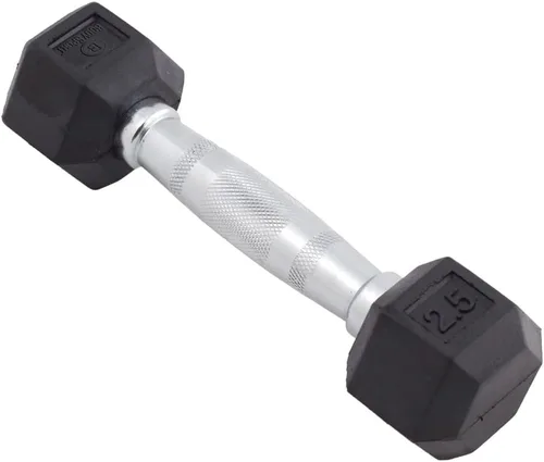 Vista 14 de Body Sport Mancuerna hexagonal con revestimiento de goma, individual – Mancuernas para ejercicios – Equipo de entrenamiento de fuerza – Accesorios