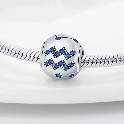 Vista 2 de Pandach 12 dijes de cumpleaños con signo del zodiaco de plata de ley 925 con piedra natal para mujer, pulsera, collar, pulsera, regalo para mujeres