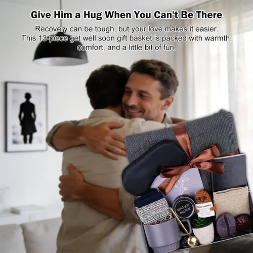 Vista 8 de Cestas de regalo para hombres y mujeres, regalos de recuperación después de la cirugía, paquete de cuidado personal para hombres, Thinking of You