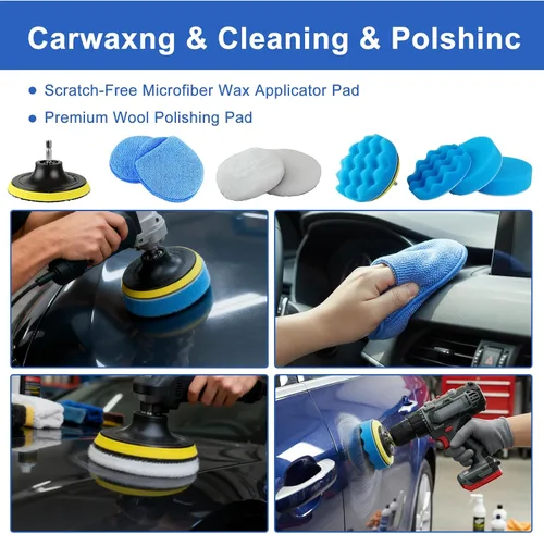 Vista 10 de Kit de detalles de coche de 32 piezas con accesorios de cepillo de taladro y almohadillas de pulido, cepillos profesionales para detallar