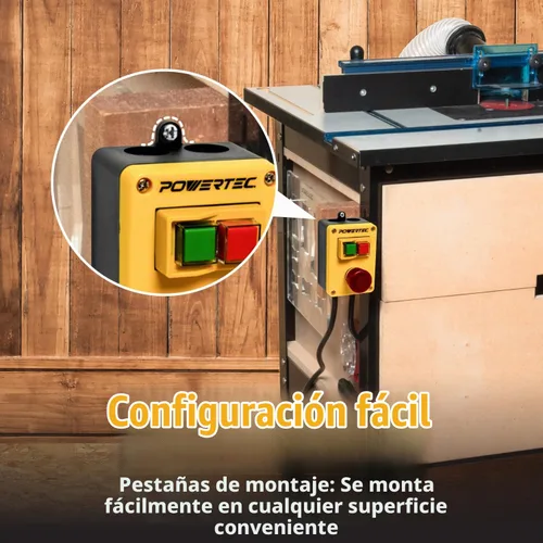 Vista 6 de POWERTEC Interruptor magnético de 120 V, 18 A con cable de alimentación de 5.5 pies para mesa de router, montaje fácil en banco de trabajo
